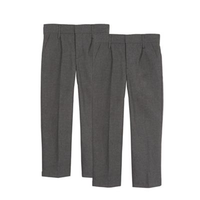 Debenhams Pack of two boy's grey generous fit pleated school trousers